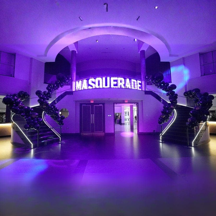 Masquerade themed luxury party decoration and setup by Party Boutiques Ontario