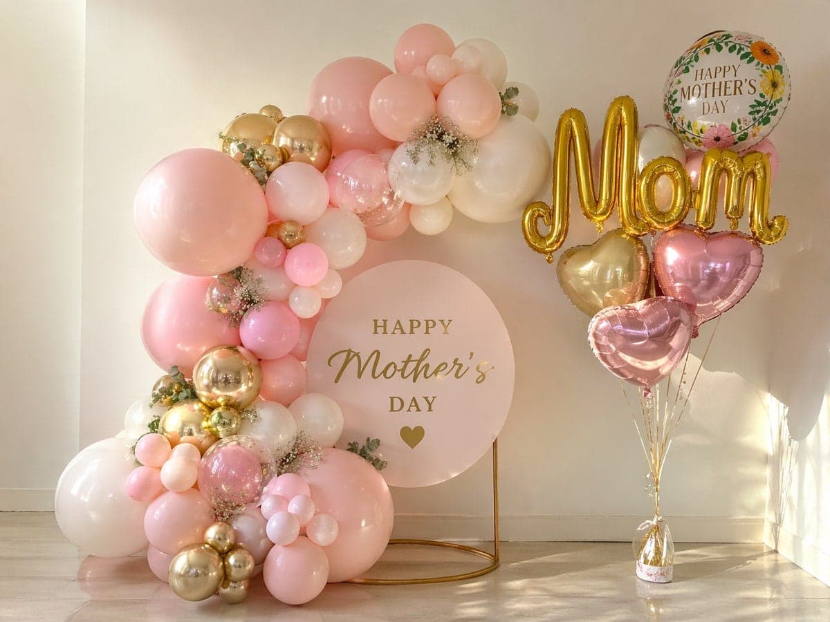 Mother's Day celebration party setup with balloon arrangements by Party Boutiques Thornhill