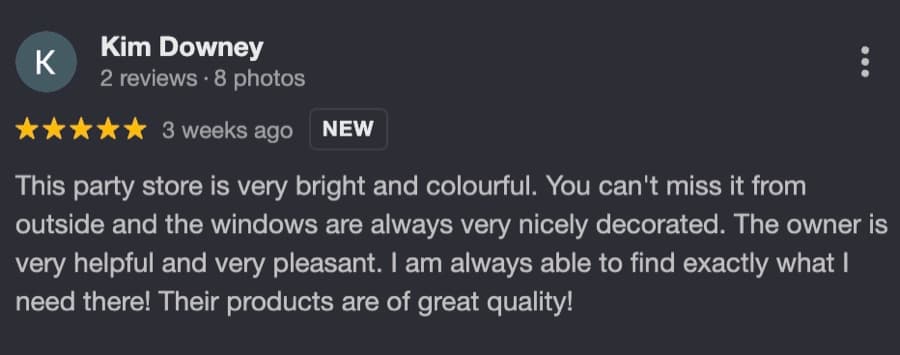 Google review by Kim Downey
