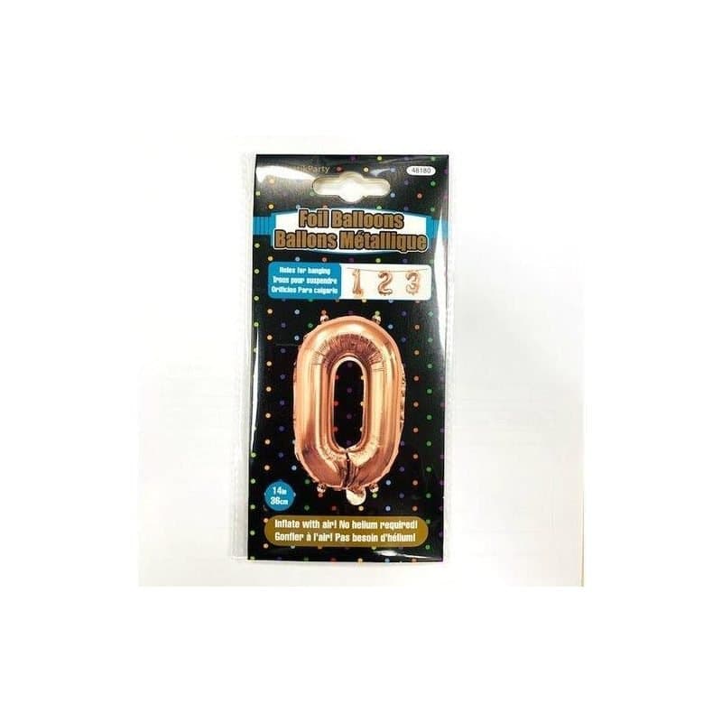 "0" 14" Rose Gold Foil Air Filled