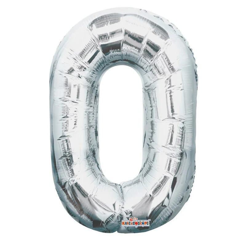 14" Silver Number 0 Foil Balloon