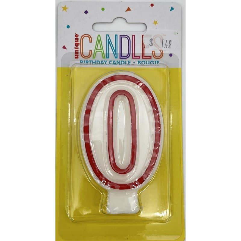#0 Birthday Candle Red Outline