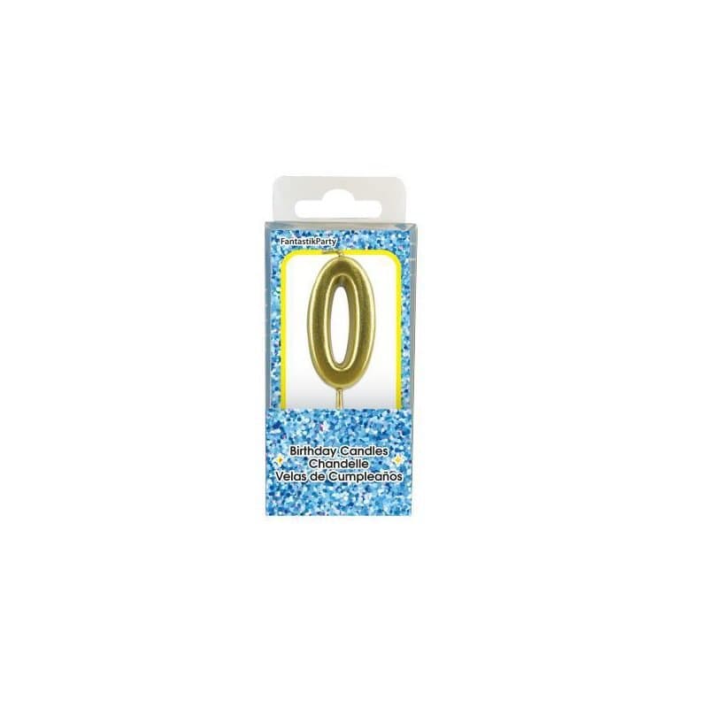 #0 - Gold silhouette Number Candle