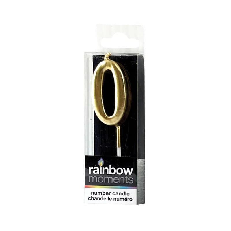 #0 - Gold Silhouette Number Candle