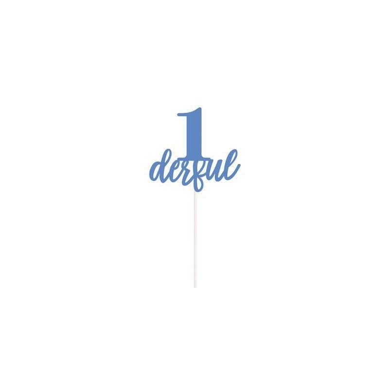 "1 deful" Cake Topper Blue