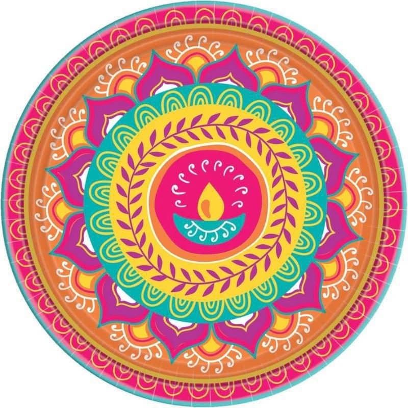 10.5" Diwali Paper Plates 8ct