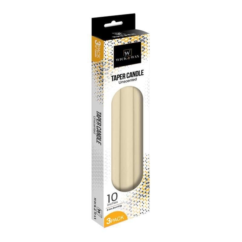 10" Ivory Taper Candles - Unscented 3 pk