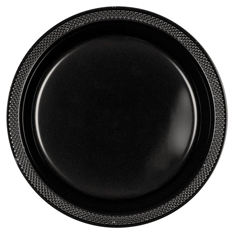 10" Plastic Plates Jet Black 20ct