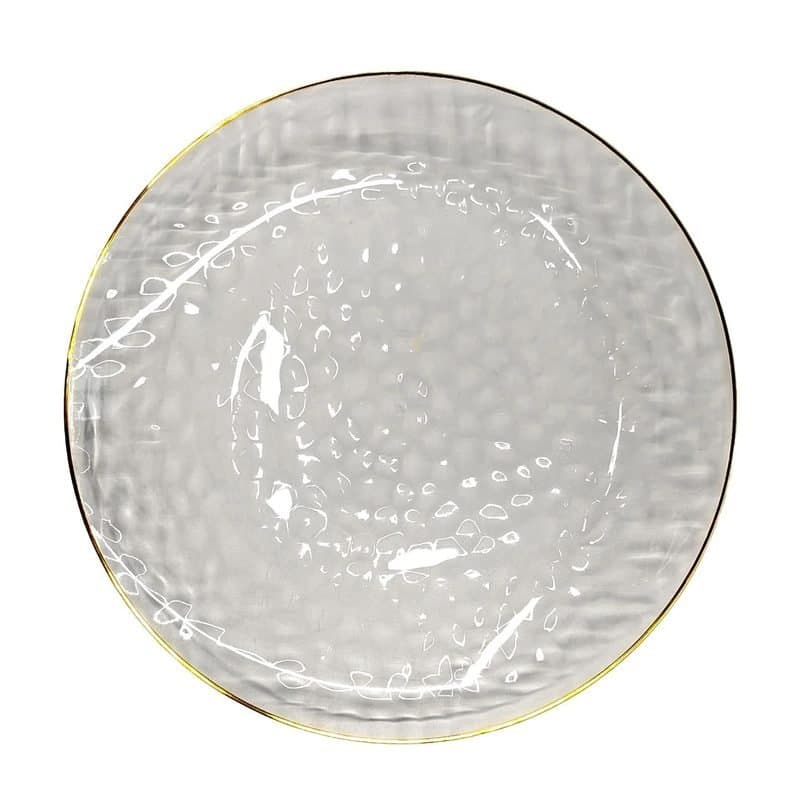 10" Plate - Clear Hammered with Gold Rim 10ct
