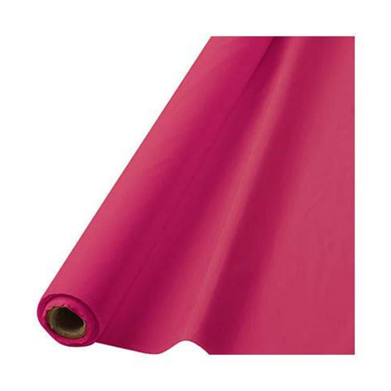 100'×40" Plastic Table Cover Roll - Bright Pink