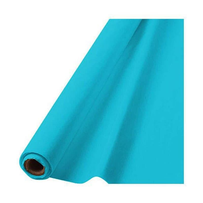100'×40" Plastic Table Cover Roll Caribbean Blue