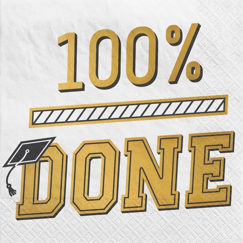 100% Done Grad Lunch Napkins 16ct