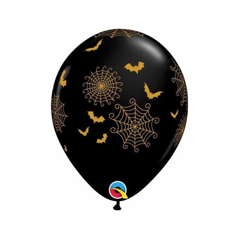 11" Latex Balloons Spider Webs & Bats 5ct
