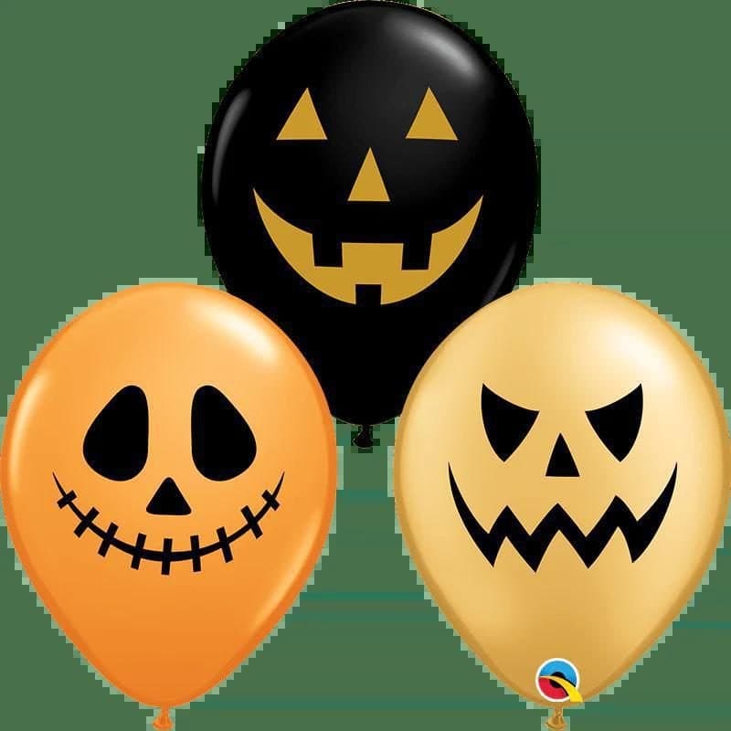 11" Latex Halloween Balloons Assorted Jack Faces 50ct