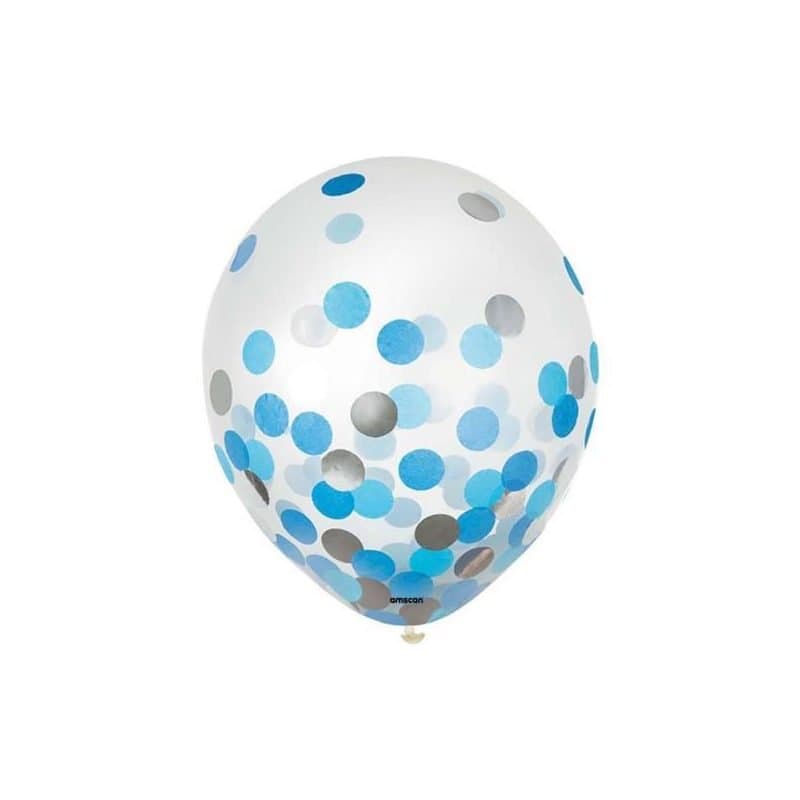 12" Blue & Silver Confetti Latex 6ct
