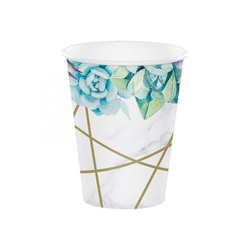 12oz Paper Cups Geometric Succulents 8ct