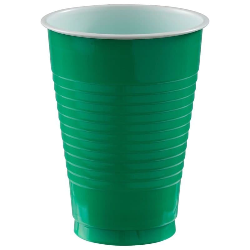 12oz Plastic Cups - Festive Green 20 Pcs