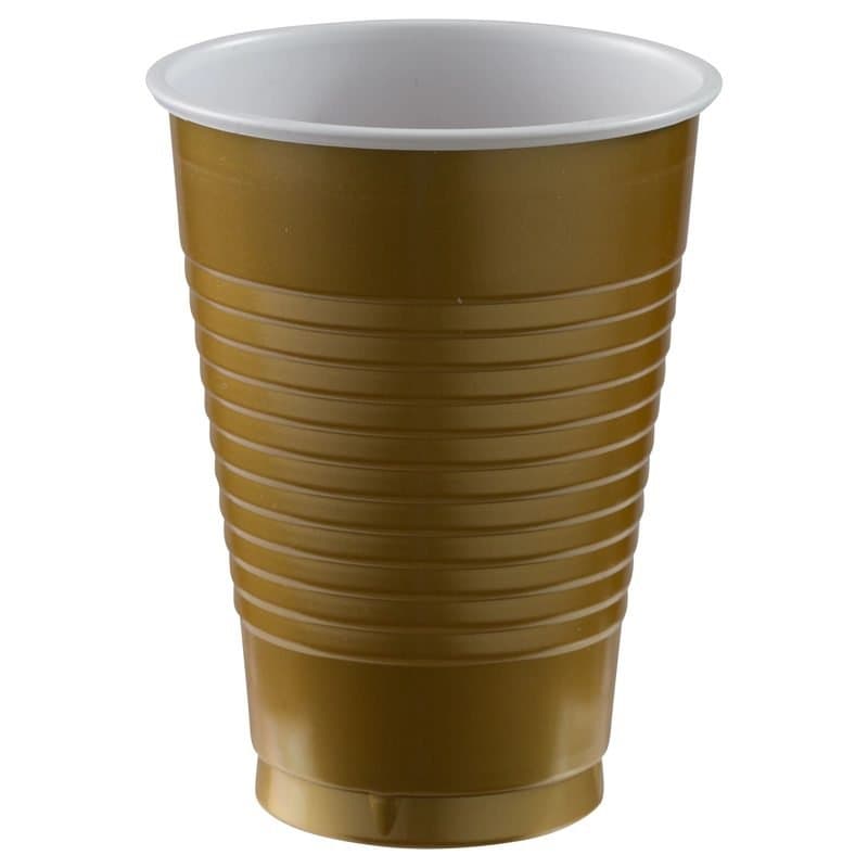 12oz Plastic Cups - Gold 20 Pcs