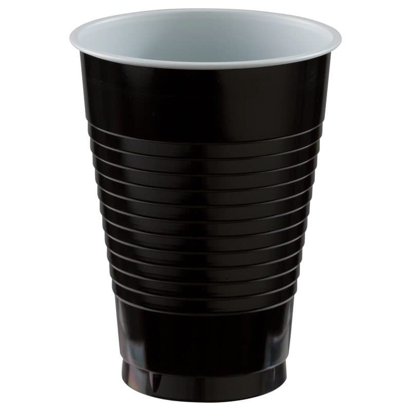 12oz Plastic Cups - Jet Black 20 Pcs