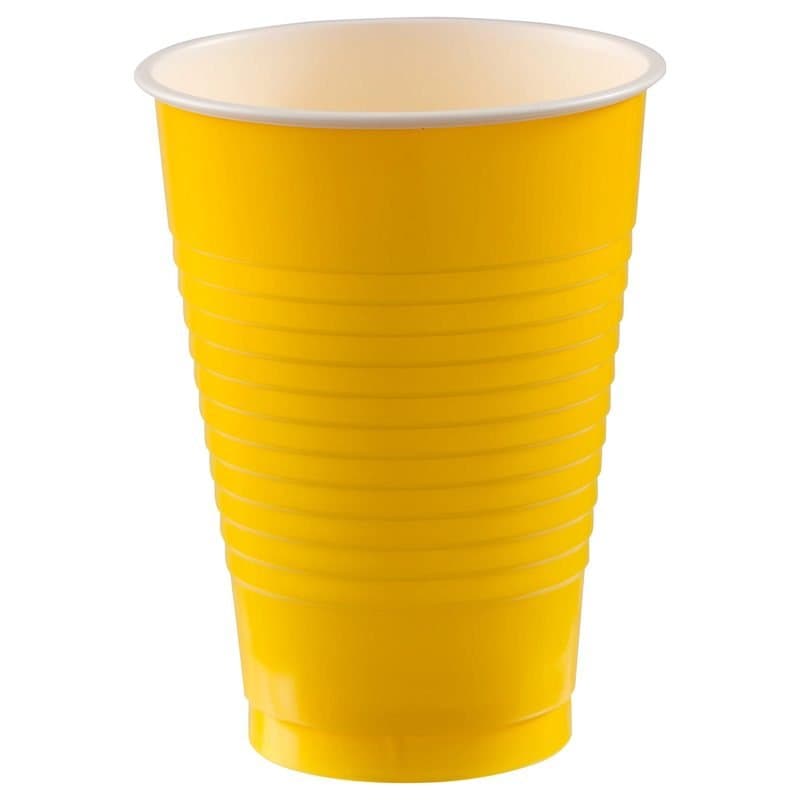 12oz Plastic Cups - Yellow Sunshine 20 Pcs