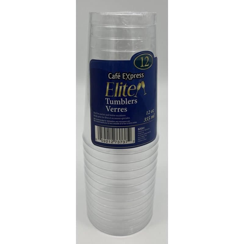 12oz Plastic Tumblers - Cafe Express Clear 12ct