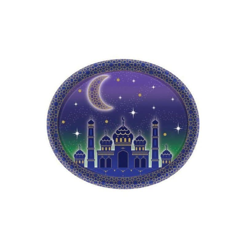 12"x10" Eid Celebration Oval Paper Plate 8 Ct