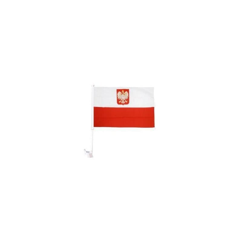 12"x18" Car Window Flag, Heavy Duty Mount - Poland