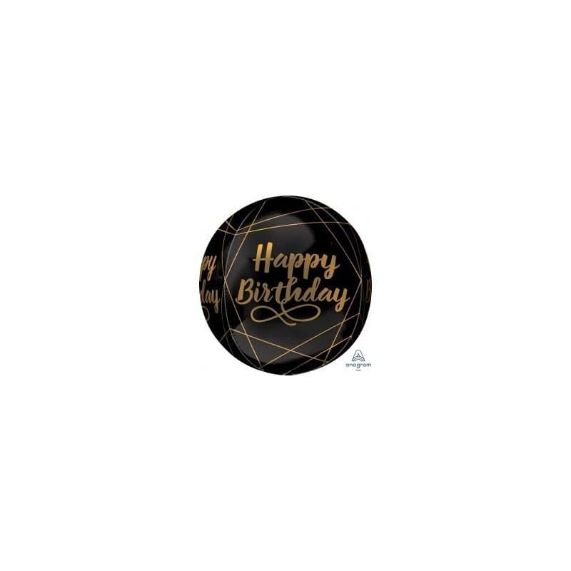 15" Happy Birthday Black and gold ORBZ