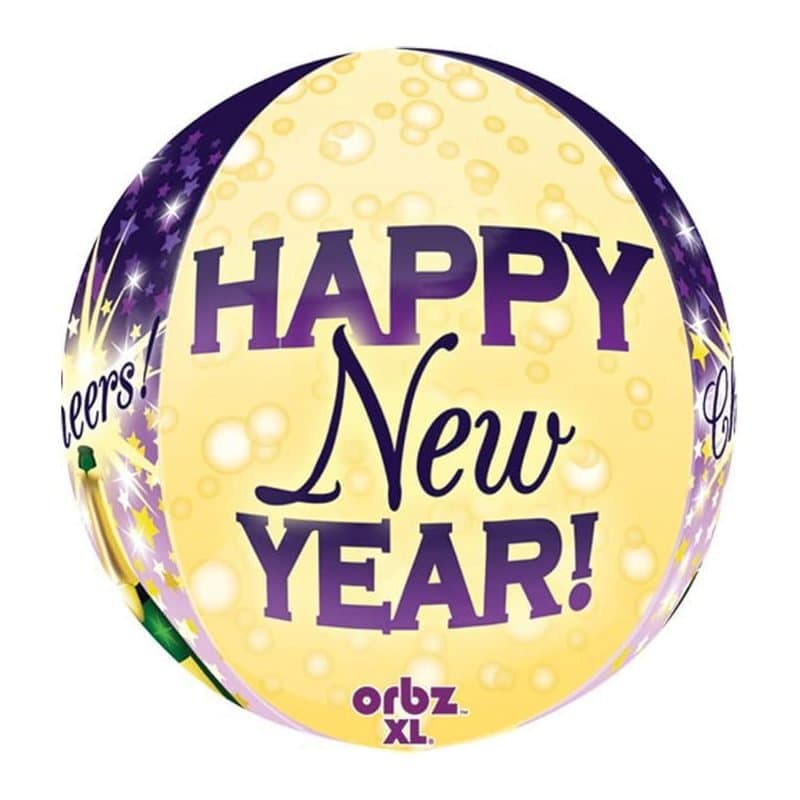 15" "HAPPY New YEAR" ORBZ Foil Balloon