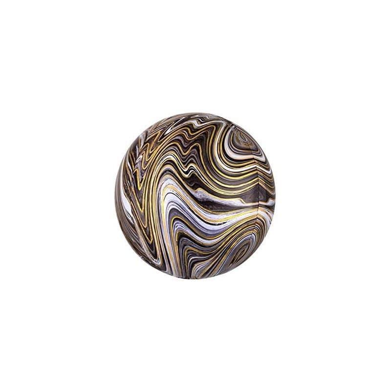 15" Orb Balloon - Black Marble, Orb