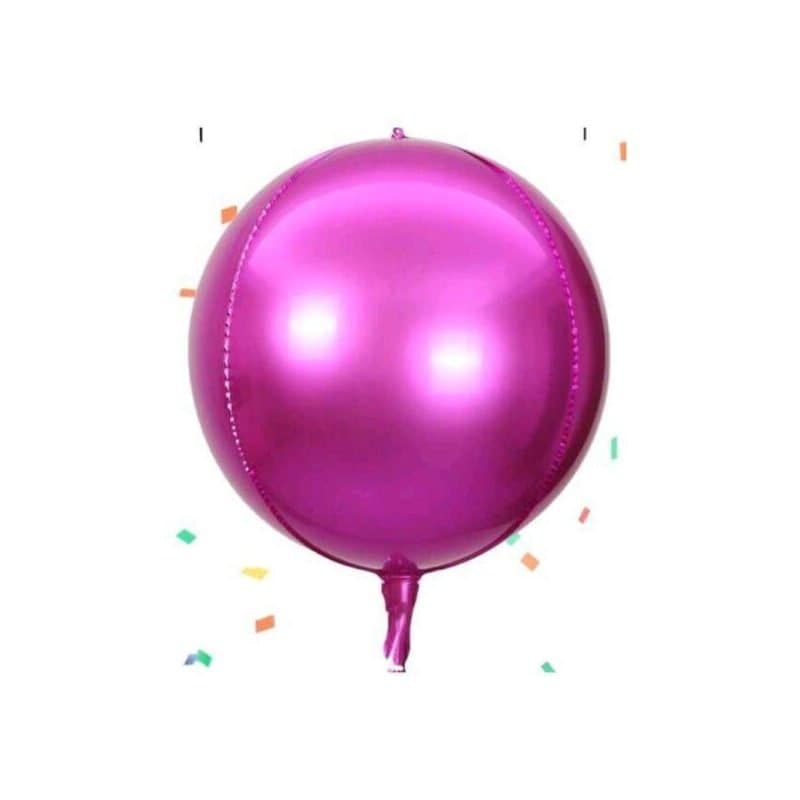 15" Orb Balloon - Hot Pink Metallic, Orb Shape