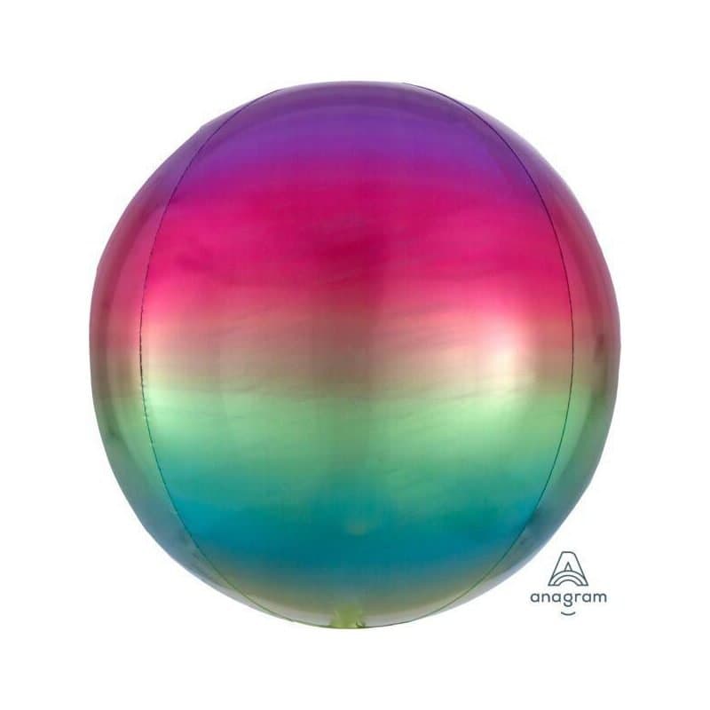 15" Orbz Balloon - Ombre Rainbow, Orb Shape