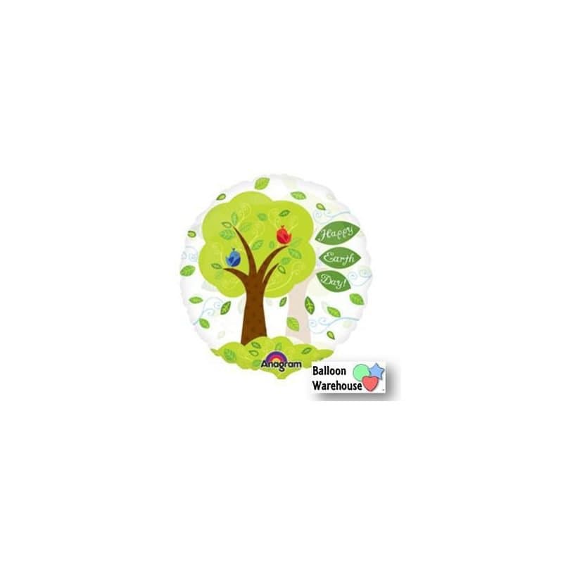 18" Clear Balloon - "Happy Earth Day", Round