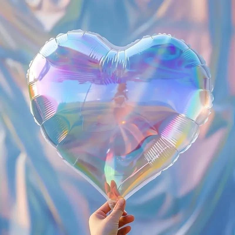 18" Clear Balloon - Iridescent Heart, Heart Shape