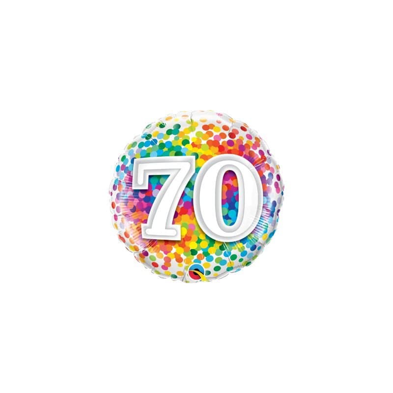 18" Foil Balloon - #70 Rainbow Confetti