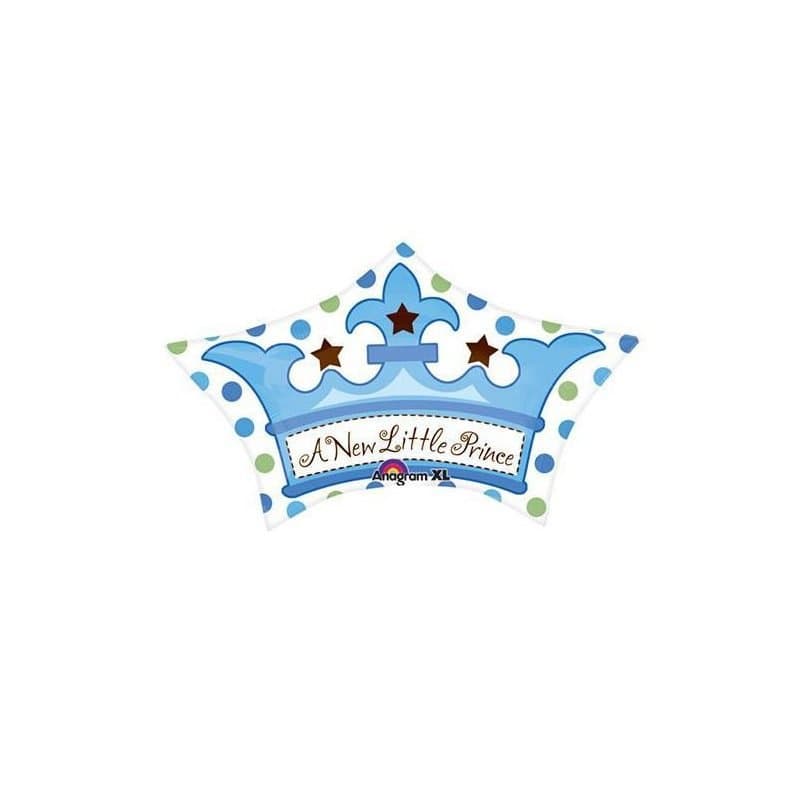 18" Foil Balloon - " A New Little Prince" Crown Blue, Super Shape