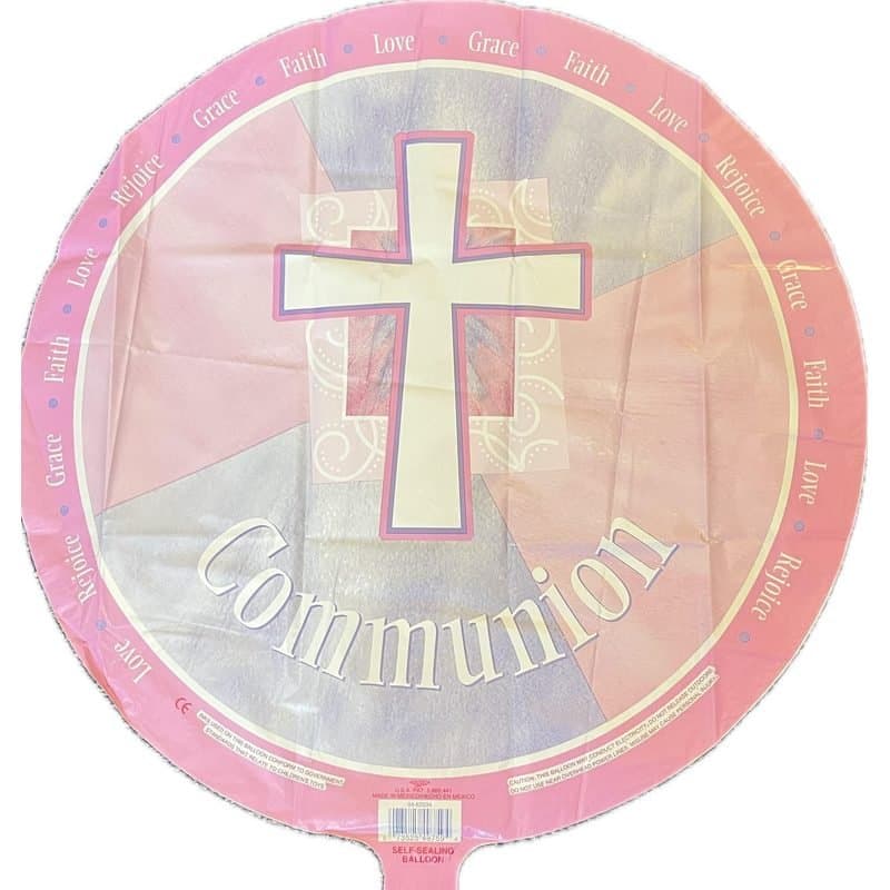 18" Foil Balloon - Communion Celebration Light Pink/Purple, Round