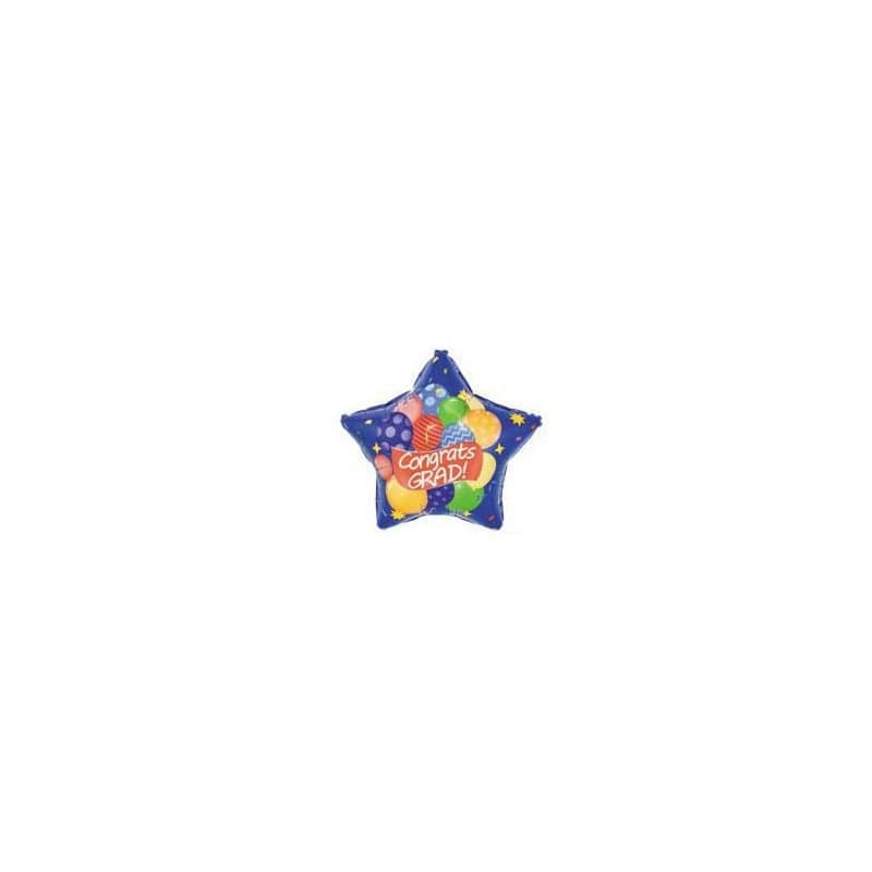 18" Foil Balloon - Congrats Grad, Blue, Star
