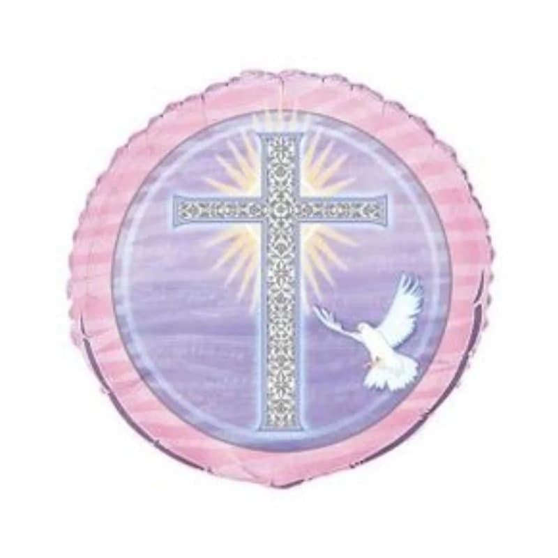 18" Foil Balloon - Cross with Dove, Round