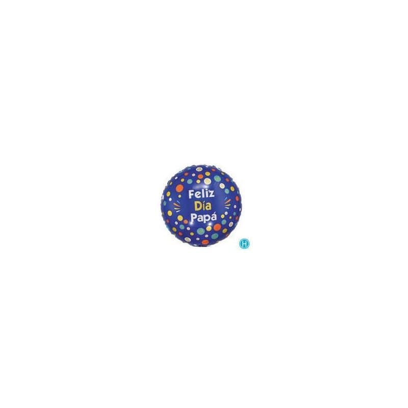 18" Foil Balloon - Feliz Dia Papa Blue Polka Dots - Spanish