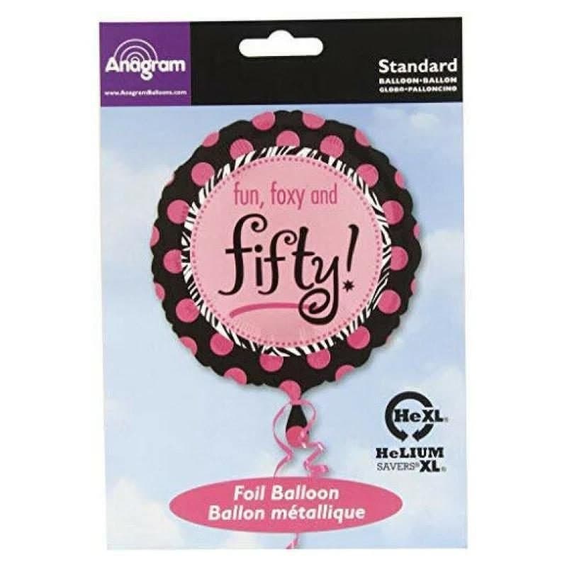 18" Foil Balloon - Fun,Foxy And Fifty!, Round