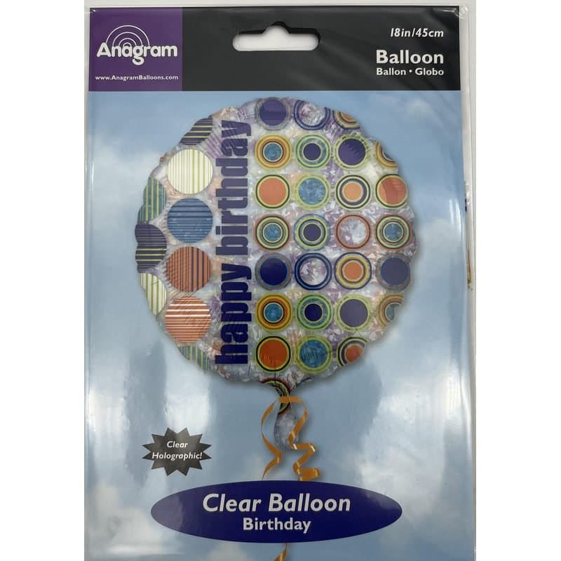 18" Foil Balloon - "Happy Birthday" Polka Dots, Round
