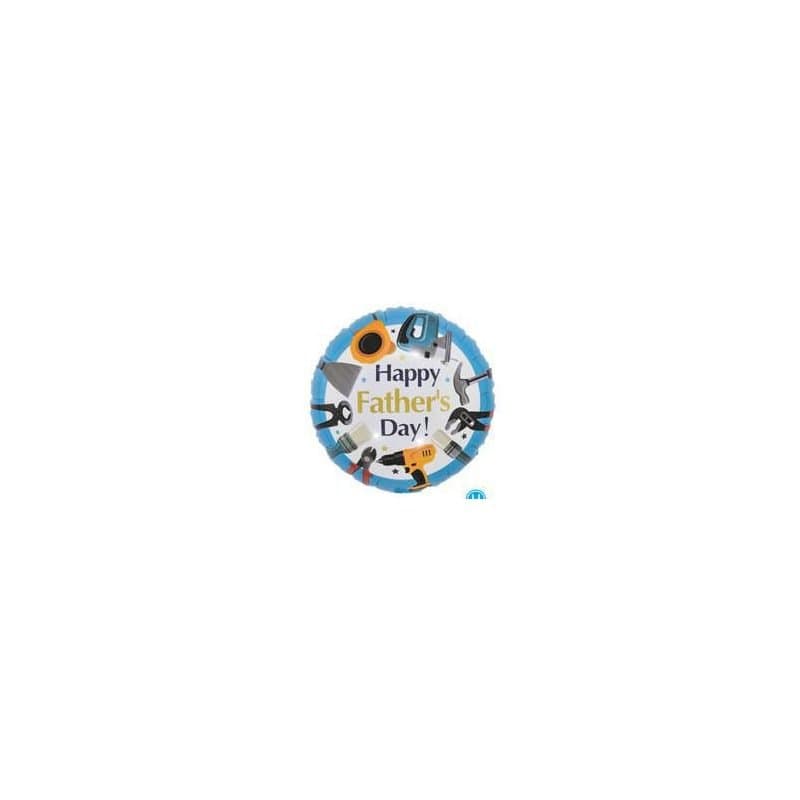 18" Foil Balloon - Happy Father's Day Blue Tools