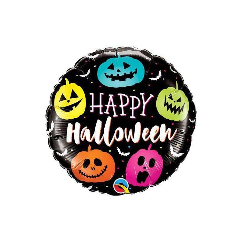 18" Foil Balloon - Happy Halloween Black