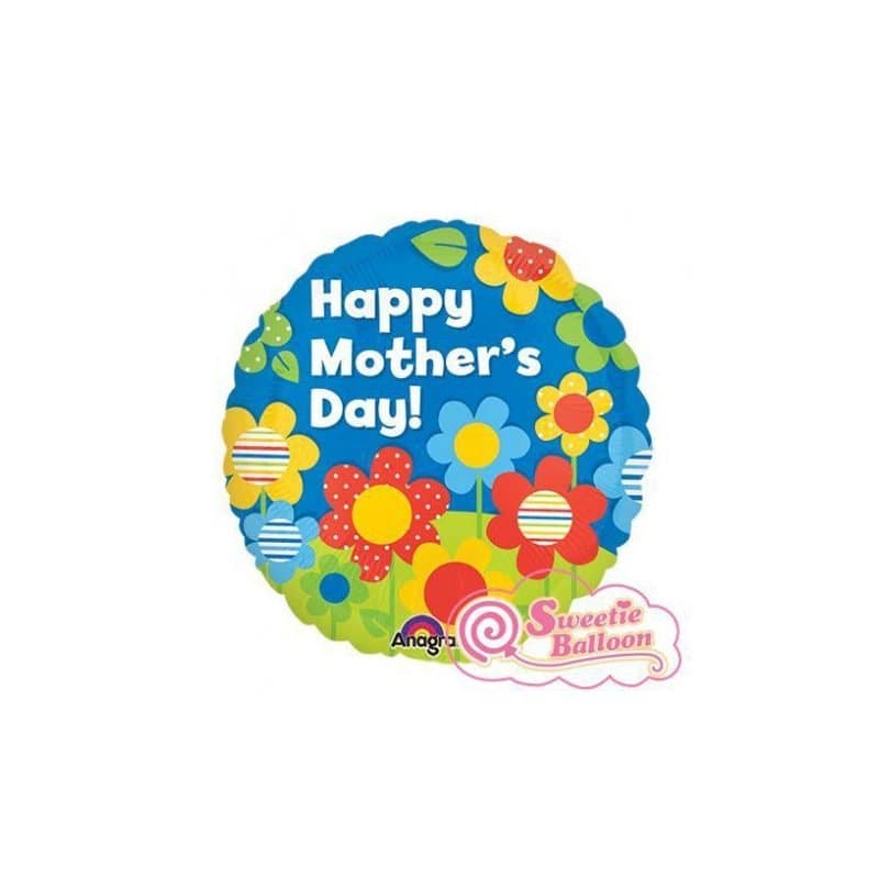 18" Foil Balloon - Happy Mother's Day With Funky Daisies, Round