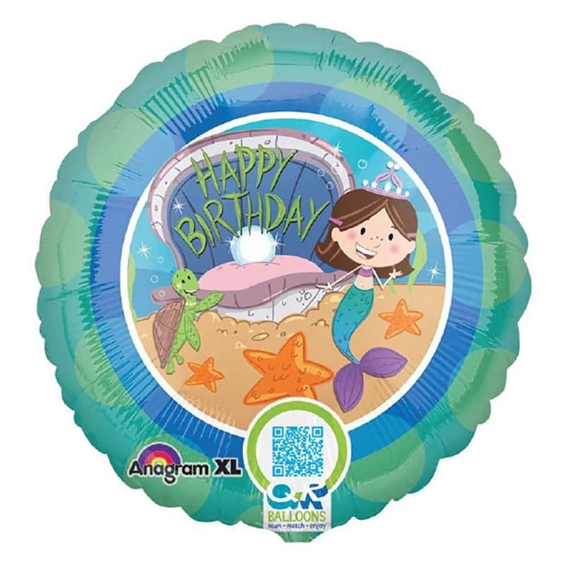 18" Foil Balloon - HBD Mermaid, Round