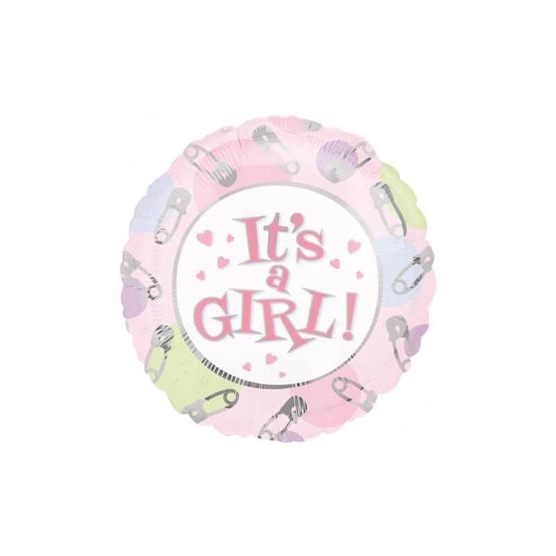 18" Foil Balloon - It's A Girl Pink, Round
