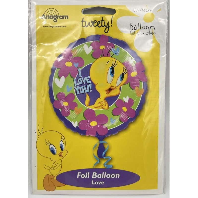 18" Foil balloon - Tweety I love you, purple, Round