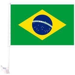 12"x18" Car Window Flag, Heavy Duty Mount - Brazil