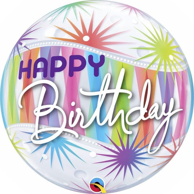 22" Happy Birthday Stripes and Stars Bubble